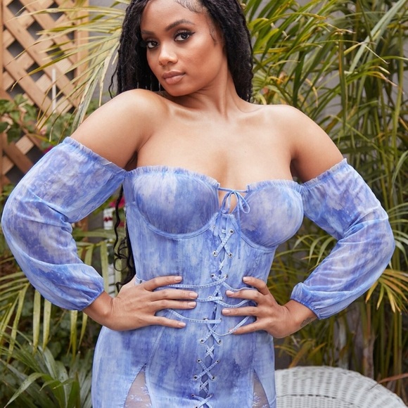 Savage X Fenty Lavender Lace-Up Chemise - Picture 1 of 7